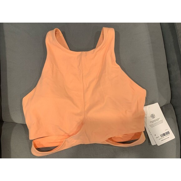 Athleta Crop tank top build in Bra Medium Peach Yoga Conscious New - Picture 1 of 5